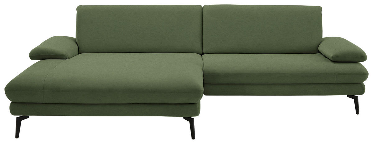 ECKSOFA Chenille, Flachgewebe Grün  - Schwarz/Grün, Design, Textil/Metall (180/284cm) - Dieter Knoll