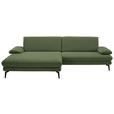 ECKSOFA  in Chenille, Flachgewebe Grün Rücken echt  180/284 cm  - Schwarz/Grün, Design, Textil/Metall (180/284cm) - Dieter Knoll