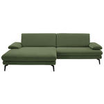 ECKSOFA  in Chenille, Flachgewebe Grün  180/284 cm  - Schwarz/Grün, Design, Textil/Metall (180/284cm) - Dieter Knoll