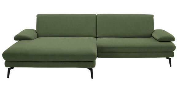 ECKSOFA  in Chenille, Flachgewebe Grün Rücken echt  180/284 cm  - Schwarz/Grün, Design, Textil/Metall (180/284cm) - Dieter Knoll