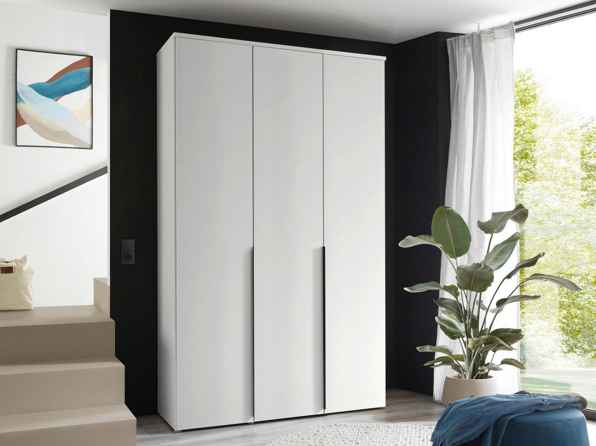 DREHTÜRENSCHRANK 135/225/52 cm 3-türig Weiß  - Schwarz/Weiß, MODERN, Holzwerkstoff/Kunststoff (135/225/52cm) - MID.YOU