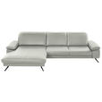 ECKSOFA in Echtleder Hellgrau  - Hellgrau/Schwarz, Design, Leder/Metall (193/328cm) - Dieter Knoll