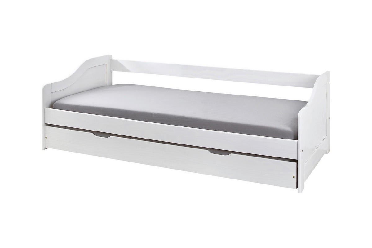 STAURAUMBETT 90/200 cm  in Weiß  - Naturfarben/Weiß, Natur, Holz (90/200cm) - Livetastic