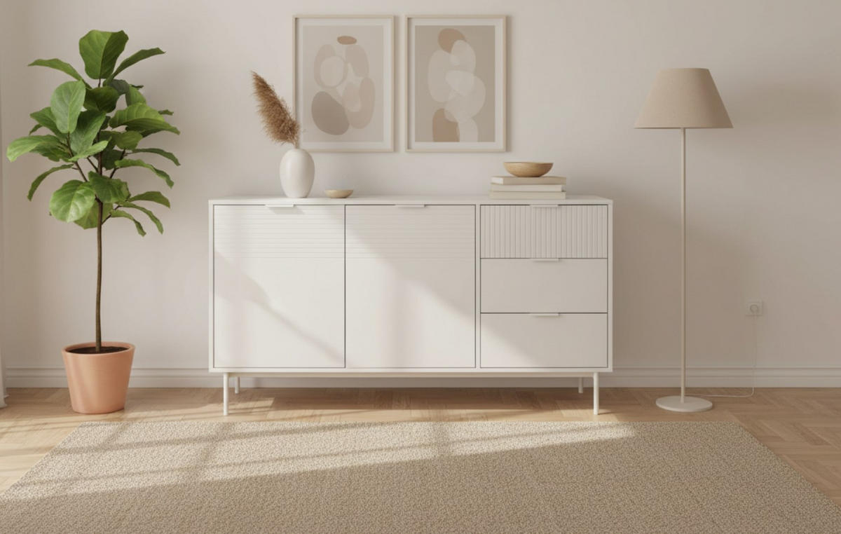 SIDEBOARD  140/80/40 cm 3 Schublade(n)  - Kaschmir, Design, Holzwerkstoff/Metall (140/80/40cm) - MID.YOU
