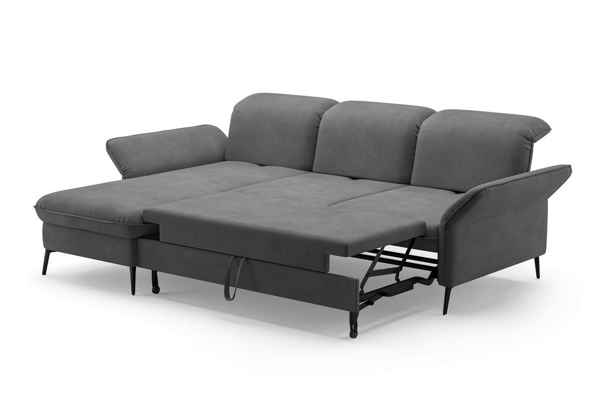 ECKSOFA in Flachgewebe Grau  - Schwarz/Grau, Konventionell, Textil/Metall (198/264cm) - Sit & More