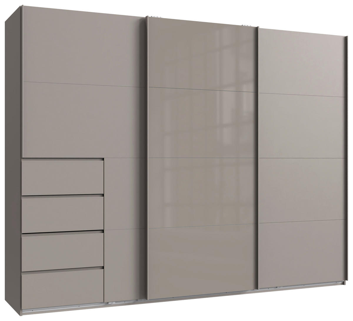 SCHWEBETÜRENSCHRANK  in Grau, Sahara  - Grau/Sahara, KONVENTIONELL, Glas/Holzwerkstoff (270/208/64cm) - Boxxx