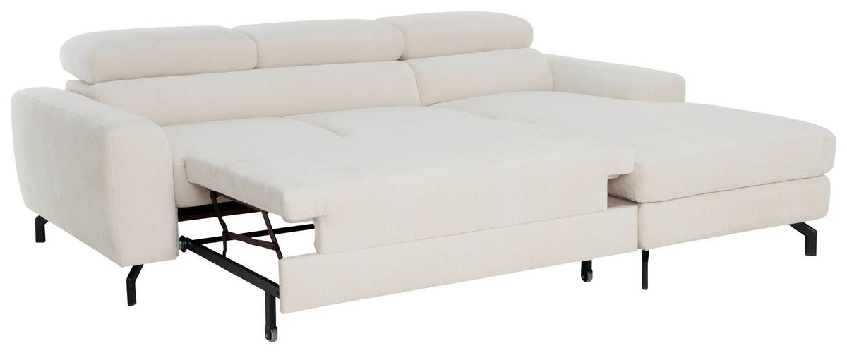 ECKSOFA Chenille Creme  - Creme/Schwarz, Design, Textil/Metall (226/177cm) - Livetastic