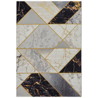 OUTDOORTEPPICH 200/285 cm Flair Grau, Schwarz, Goldfarben  - Goldfarben/Schwarz, Design, Kunststoff (200/285cm)