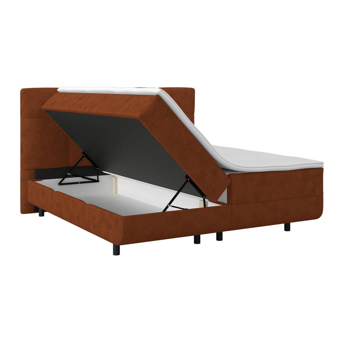 POLSTERBETT Bettkasten, Topper 180/200 cm  in Rostfarben  - Rostfarben/Schwarz, MODERN, Kunststoff/Textil (180/200cm) - MID.YOU