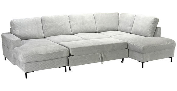 WOHNLANDSCHAFT Naturfarben Cord  - Schwarz/Naturfarben, KONVENTIONELL, Textil/Metall (148/303/197cm) - Carryhome