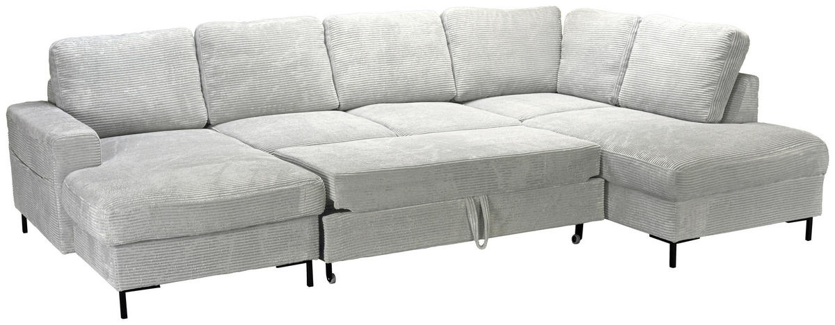 WOHNLANDSCHAFT Naturfarben Cord  - Schwarz/Naturfarben, KONVENTIONELL, Textil/Metall (148/303/197cm) - Carryhome