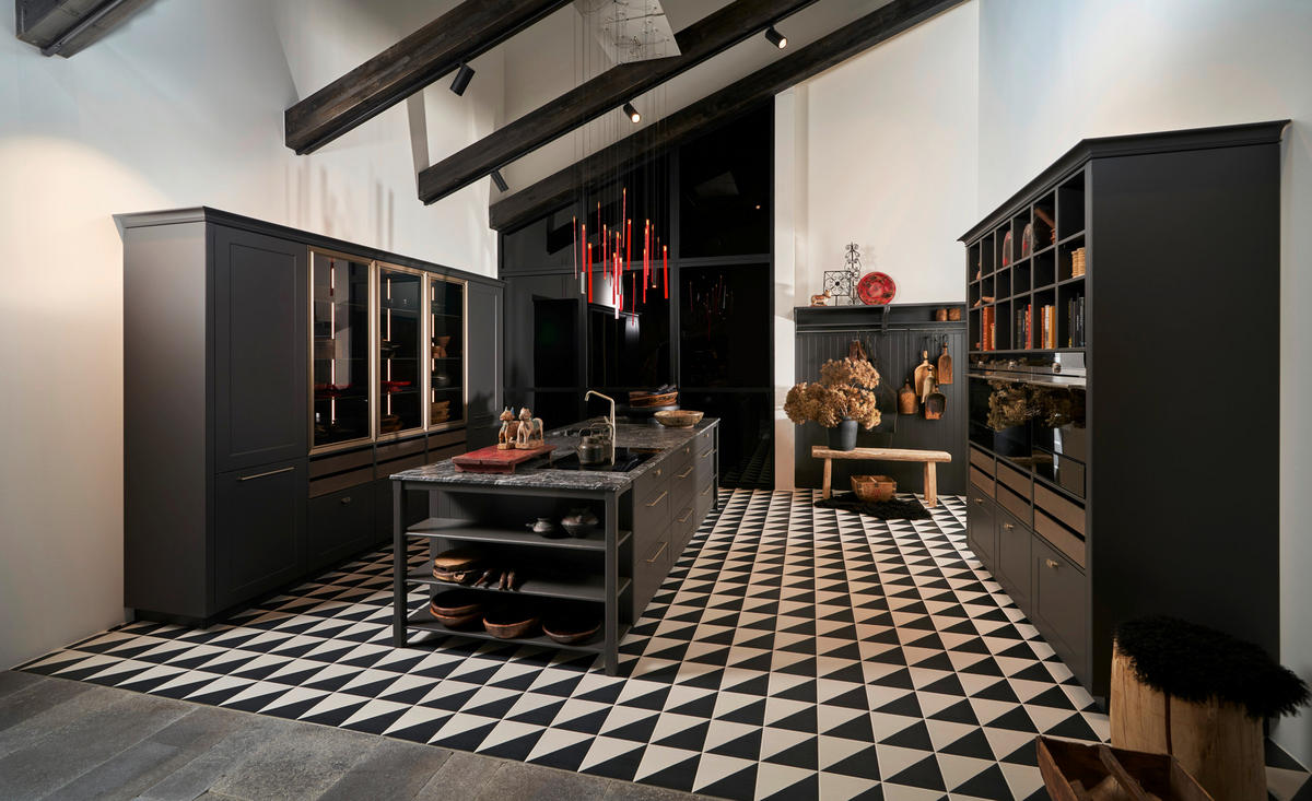 EINBAUKÜCHE   - Graphitfarben, KONVENTIONELL, Holzwerkstoff - Dieter Knoll