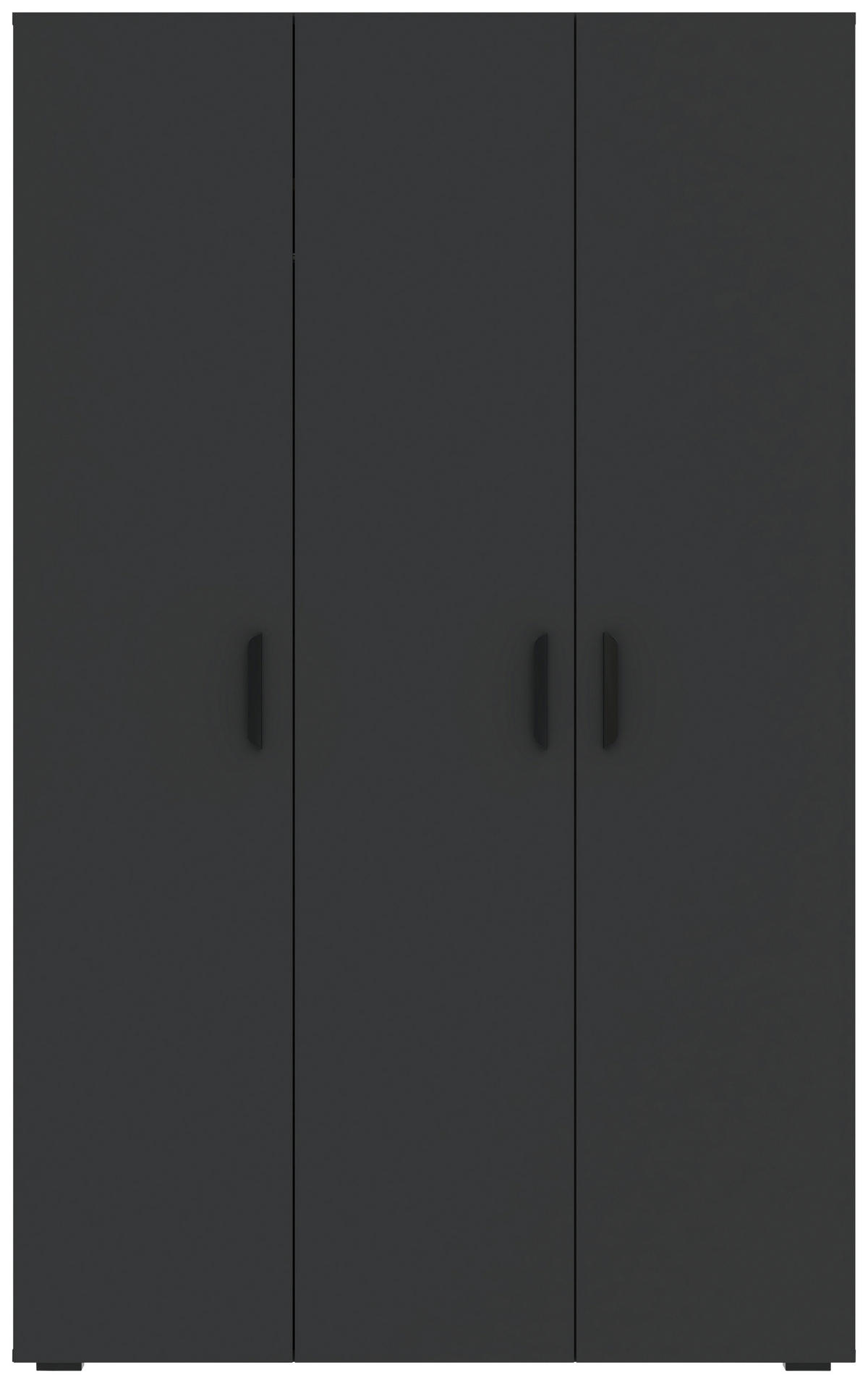 GARDEROB MED GÅNGJÄRN 111/179/52 cm 3-dörrar - svart/antracit, Klassisk, trämaterial/plast (111/179/52cm) - Best Price