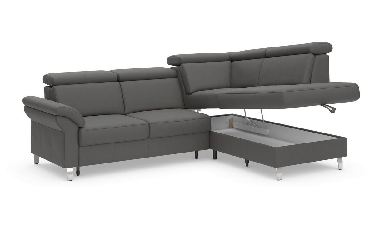 ROHOVÁ SEDAČKA, textil, koža, mokka - chrómová/mokka, Basics, kov/koža (245/194cm) - Sit & More