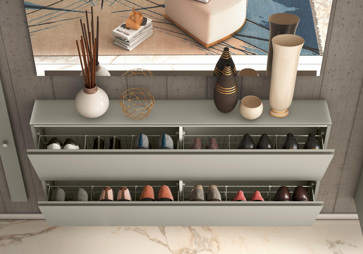 GARDEROBE 4-teilig  in 200/185/22 cm  - Taupe, Design, Glas/Holzwerkstoff (200/185/22cm) - Moderano