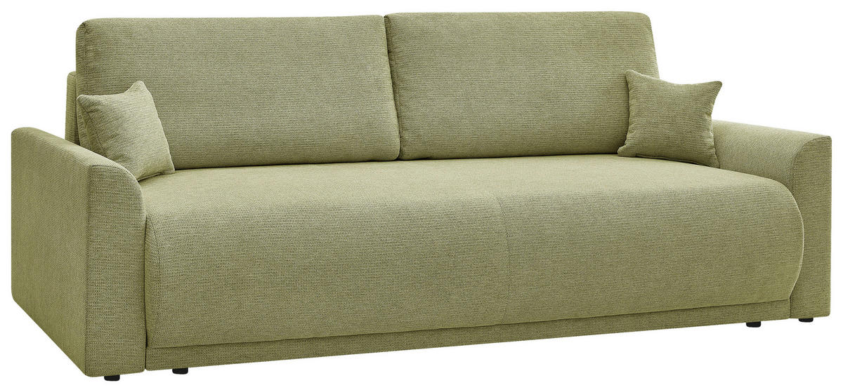 SCHLAFSOFA KIMMY Struktur Grün  inkl. Zierkissen, Rückenkissen, Bettkasten  - Schwarz/Grün, Design, Kunststoff/Textil (234/90/103cm) - P & B