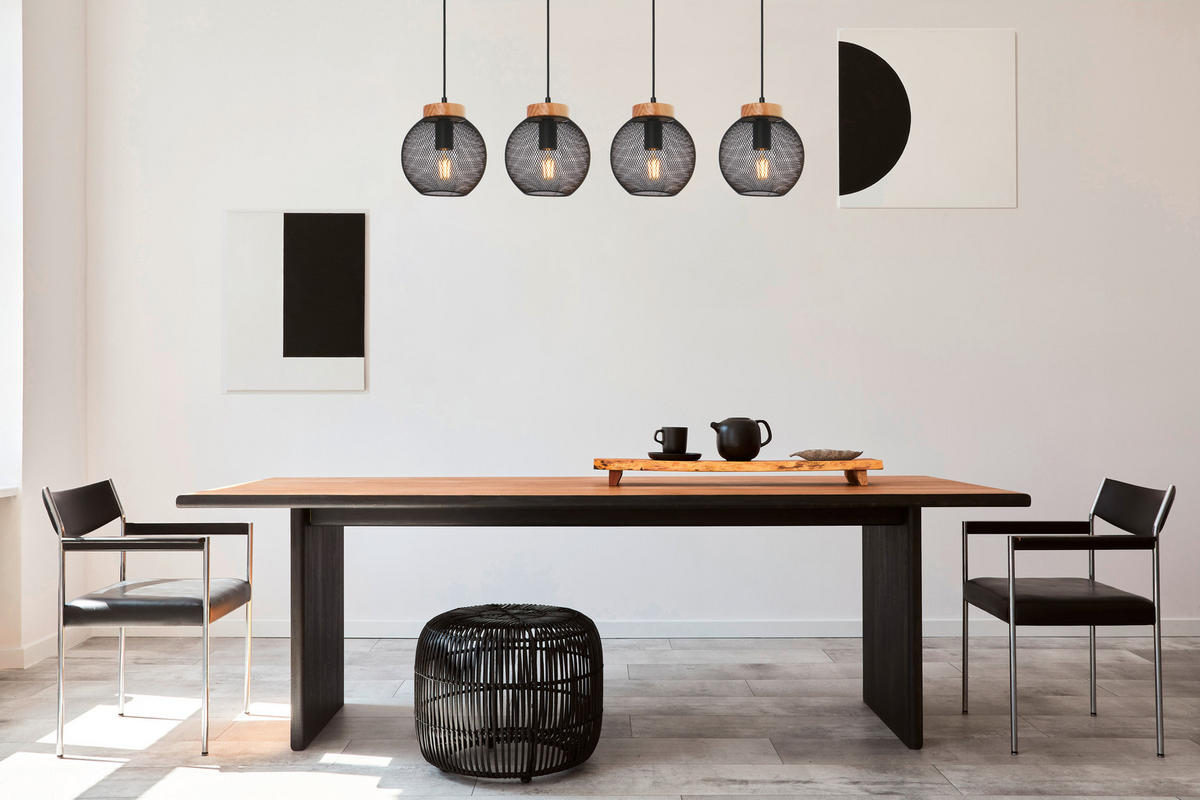 HÄNGELEUCHTE 95/20/120 cm   - Schwarz/Braun, Basics, Holz/Metall (95/20/120cm) - Globo