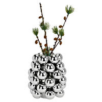 VASE  - Silberfarben, Basics, Keramik (14,0/17,0/14,0cm)