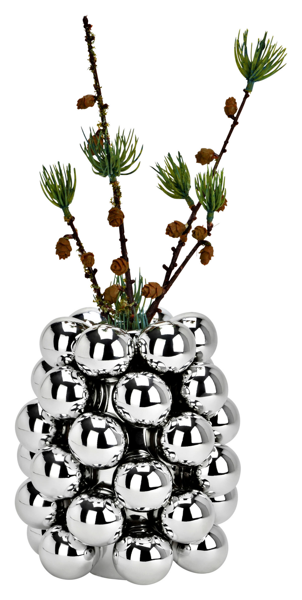 VASE  - Silberfarben, Basics, Keramik (14,0/17,0/14,0cm)