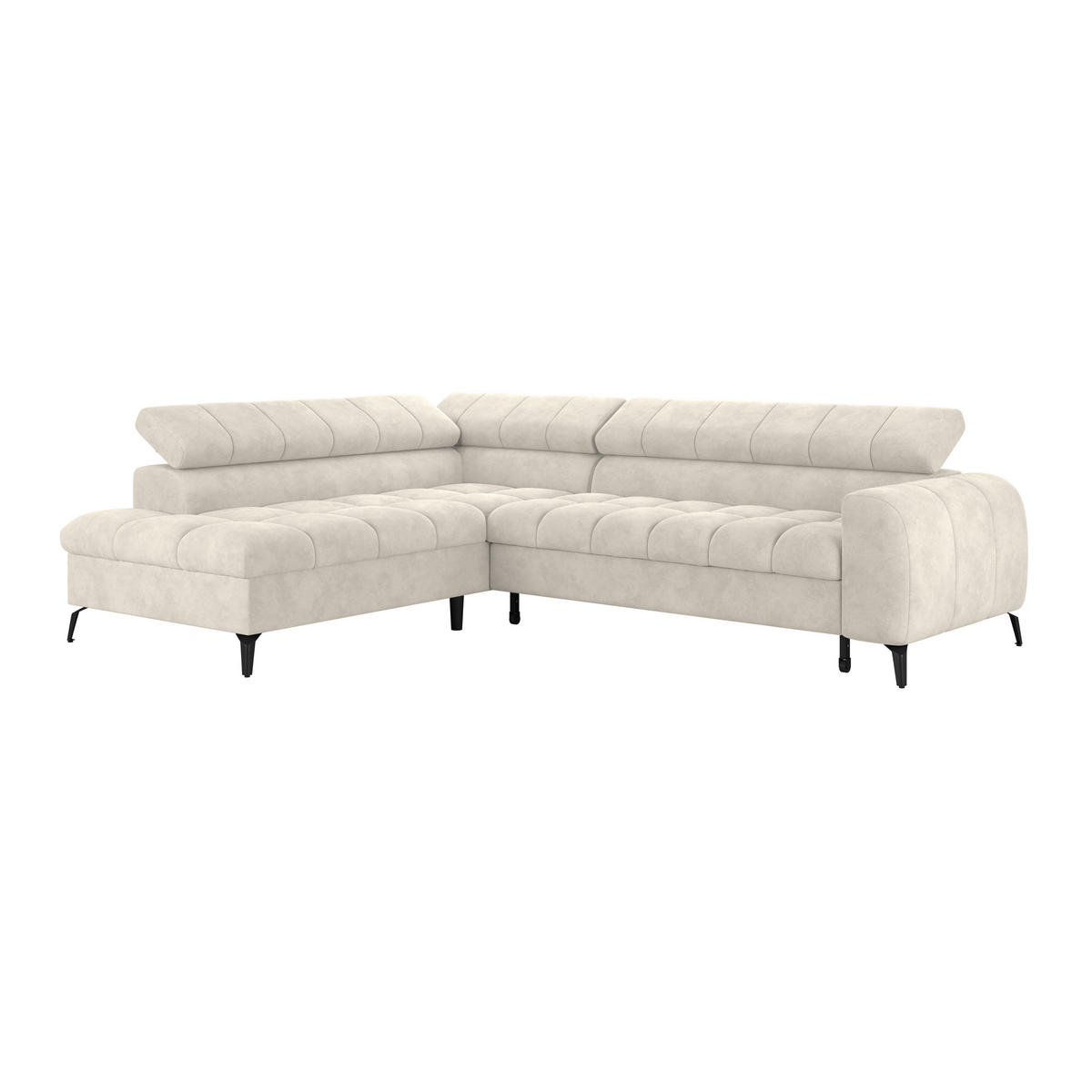 ECKSOFA in Creme  - Creme/Schwarz, Trend, Kunststoff/Textil (203/261cm) - Livetastic