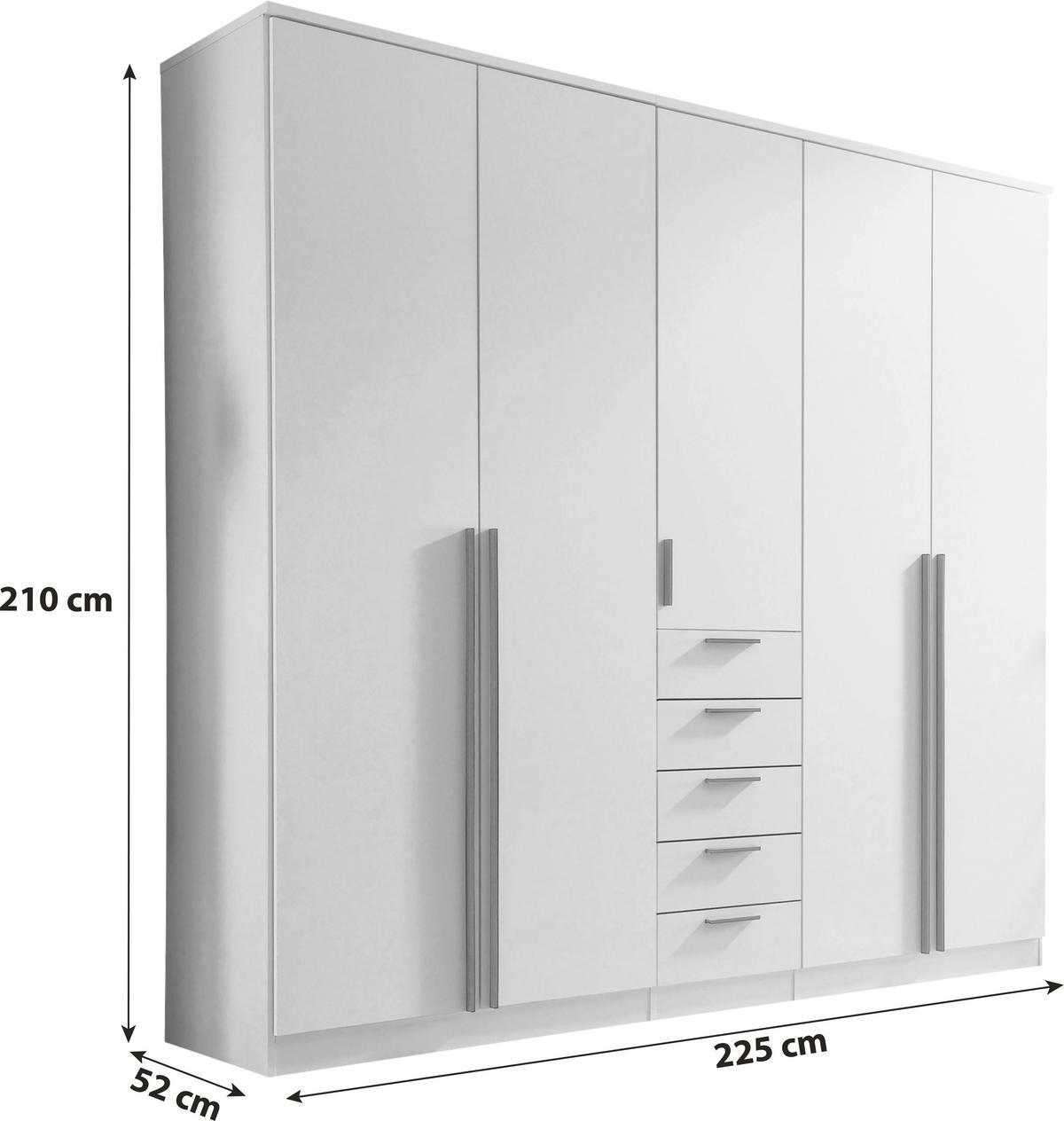 KLEIDERSCHRANK 225/210/52 cm,  in Kaschmir, 5-türig  - Kaschmir/Schwarz, KONVENTIONELL, Holzwerkstoff/Kunststoff (225/210/52cm) - Livetastic