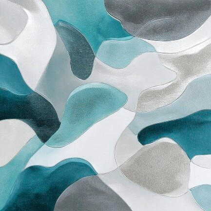 Euroart Metallbild Organic Shapes Teal Iii Mehrfarbig 50x50x2 cm