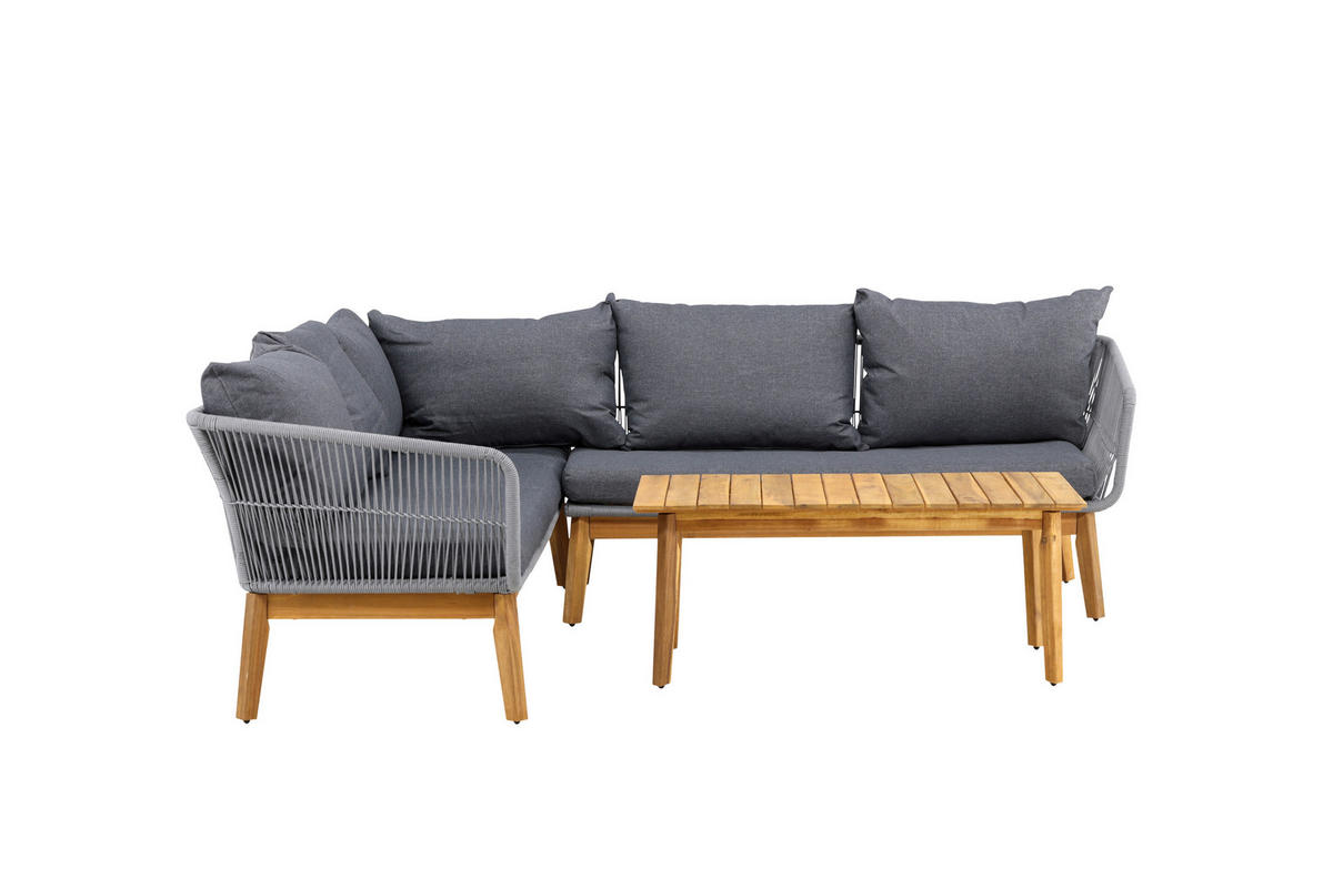 LOUNGEGARNITUR 2-teilig  210/160 cm  Akazie Aluminium  - Dunkelgrau/Grau, KONVENTIONELL, Holz/Kunststoff (210/160cm) - Gardenson