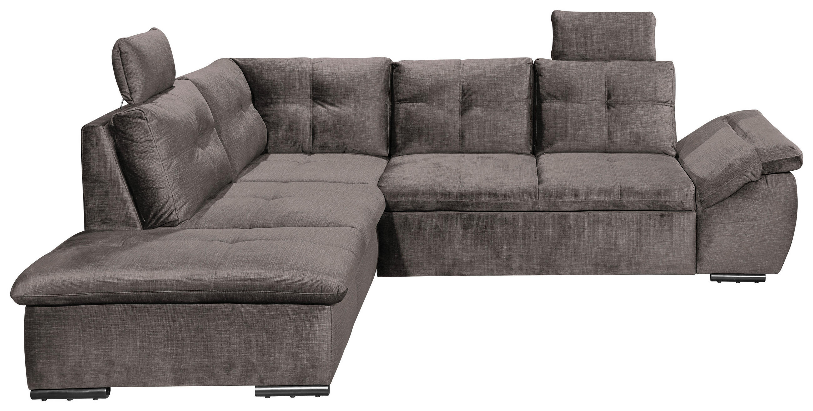 ECKSOFA in Mikrovelours Graubraun - Graubraun/Schwarz, KONVENTIONELL, Kunststoff/Textil (217/265cm) - Carryhome
