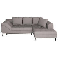 ECKSOFA Webstoff Graubraun  - Graubraun/Schwarz, Modern, Textil/Metall (279/177cm) - Stylife