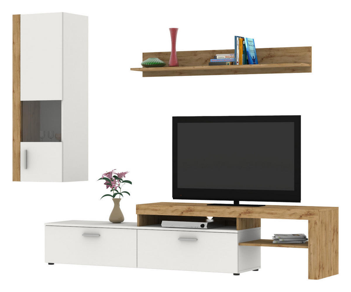 REGAL ZA DNEVNI BORAVAK bela   - boja aluminijuma/bela, Moderno, plastika (250/190/40cm) - Carryhome