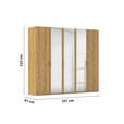 DREHTÜRENSCHRANK 251/223/60 cm 5-türig Eichefarben  - Eichefarben/Silberfarben, Design, Glas/Holzwerkstoff (251/223/60cm) - Novel