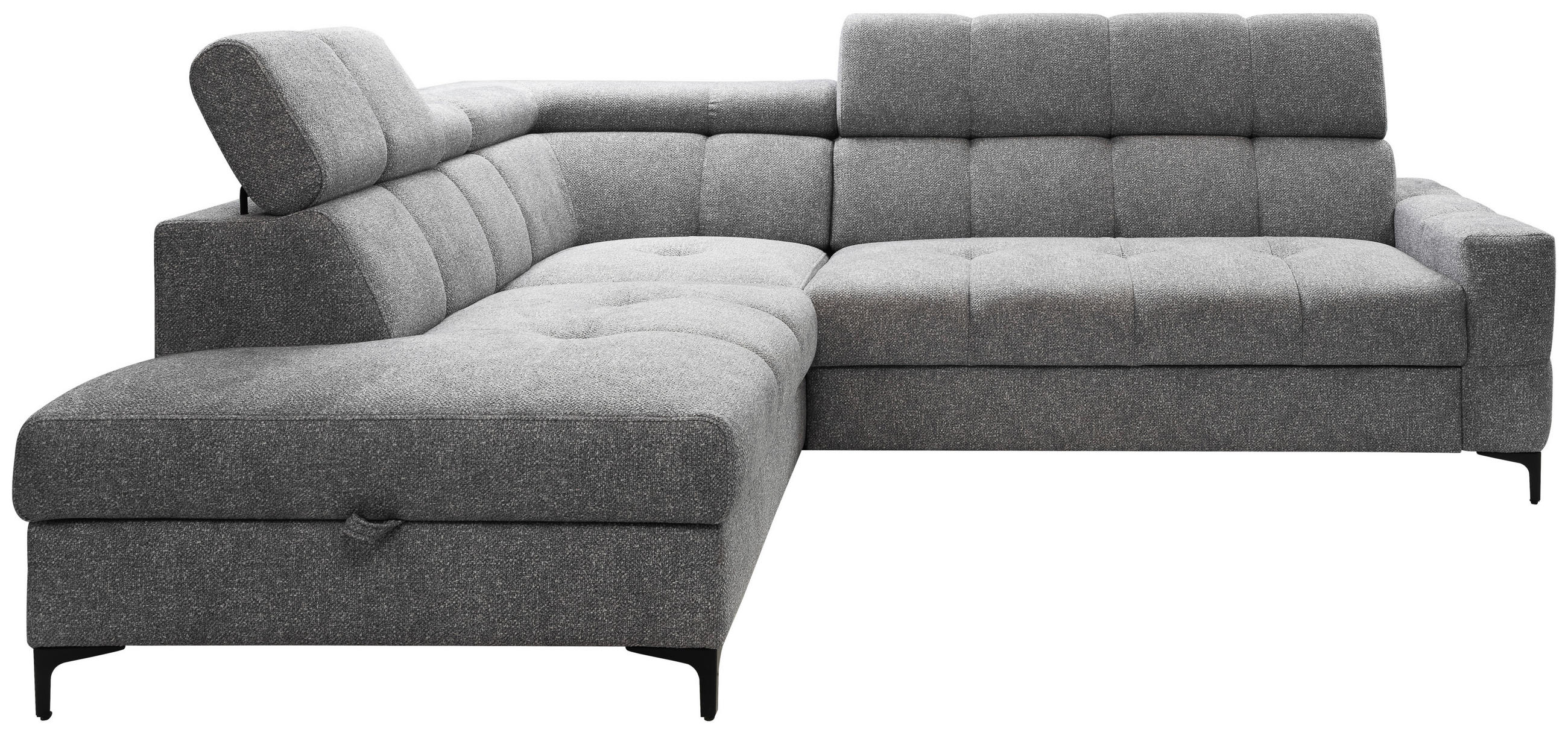 CANAPÉ D'ANGLE in Struktur Grau  - Schwarz/Grau, Modern, Textil/Metall (212/254cm)