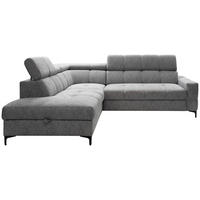 CANAPÉ D'ANGLE in Struktur Grau  - Schwarz/Grau, Modern, Textil/Metall (212/254cm)