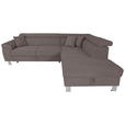 ECKSOFA in Cord Anthrazit  - Anthrazit/Silberfarben, Design, Textil/Metall (257/226cm) - Xora