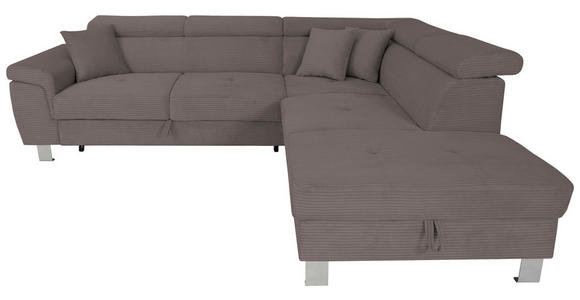 ECKSOFA in Cord Anthrazit  - Anthrazit/Silberfarben, Design, Textil/Metall (257/226cm) - Xora