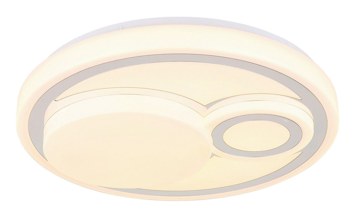 LED-DECKENLEUCHTE  38/7,5 cm    - Chromfarben/Weiss, Design, Kunststoff/Metall (38/7,5cm) - Globo