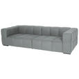 BIGSOFA  in Flachgewebe, Leinenoptik Silberfarben  - Silberfarben/Schwarz, Design, Textil/Metall (262/66/113cm) - Belluti