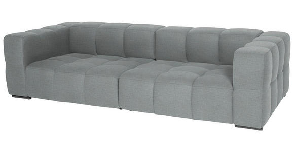 BIGSOFA  in Flachgewebe, Leinenoptik Silberfarben  - Silberfarben/Schwarz, Design, Textil/Metall (262/66/113cm) - Belluti