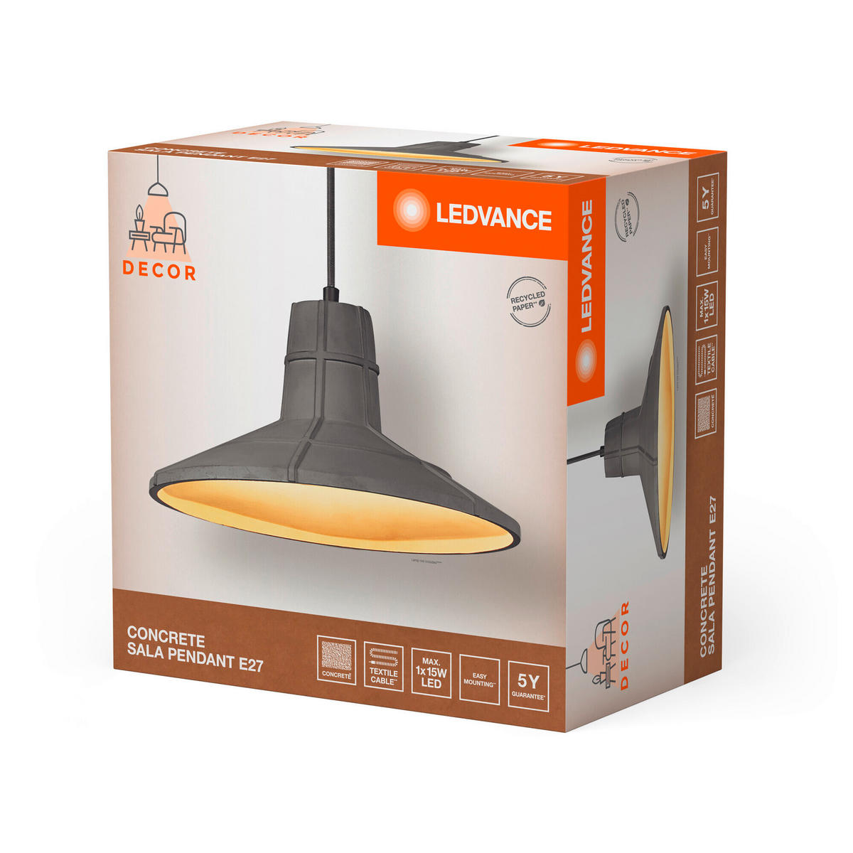 PENDELLEUCHTE 32,5/121,5 cm   - Dunkelgrau, KONVENTIONELL, Stein/Metall (32,5/121,5cm) - Ledvance