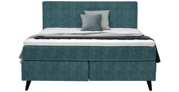 BOXSPRINGBETT 180/200 cm  in Blau  - Blau/Schwarz, KONVENTIONELL, Holz/Textil (180/200cm) - Voleo