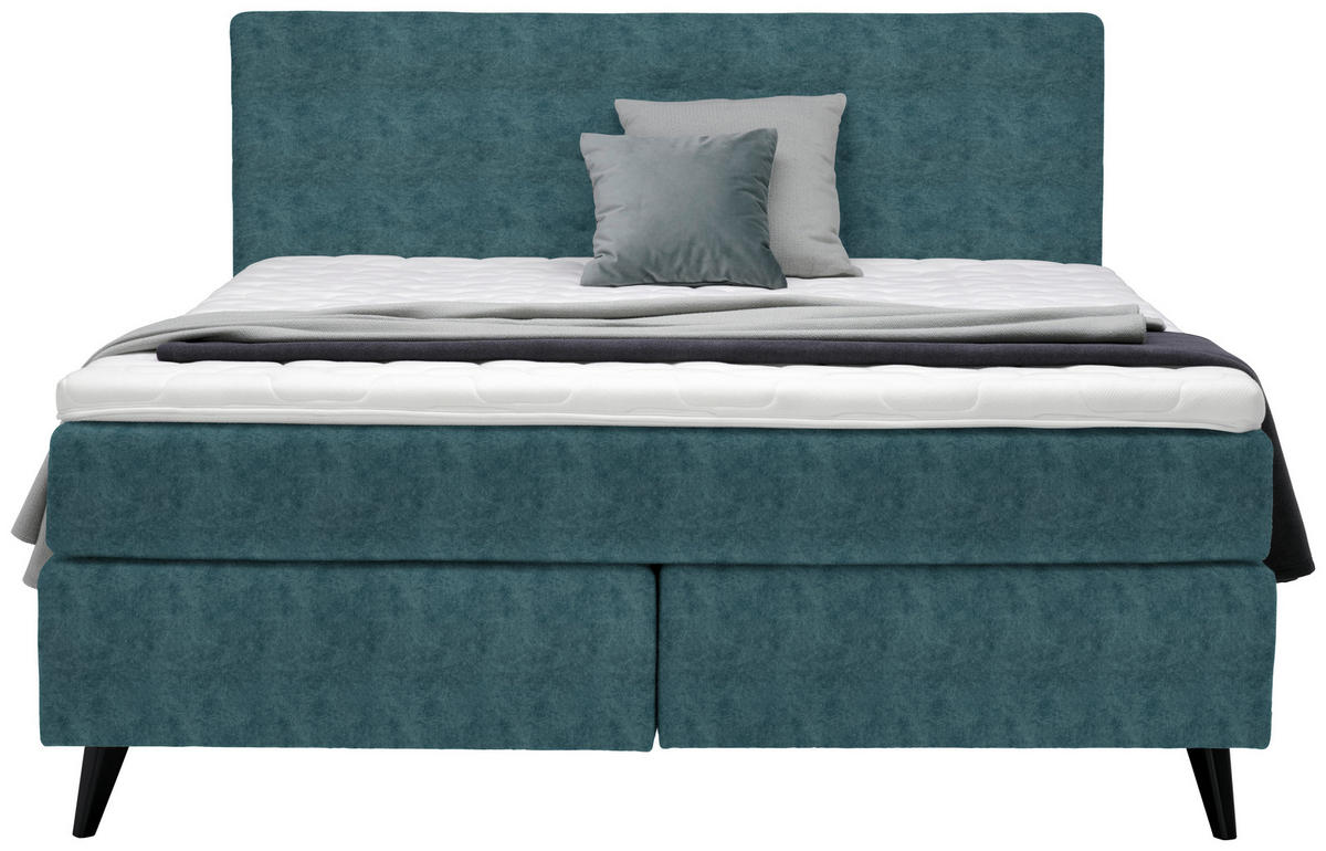 BOXSPRINGBETT 180/200 cm  in Blau  - Blau/Schwarz, Konventionell, Holz/Textil (180/200cm) - Voleo