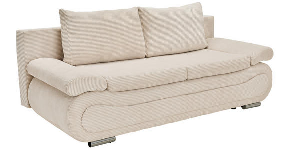 SCHLAFSOFA  in Cord Hellgrau, Beige  - Chromfarben/Beige, Design, Textil/Metall (200/78/90cm) - Venda