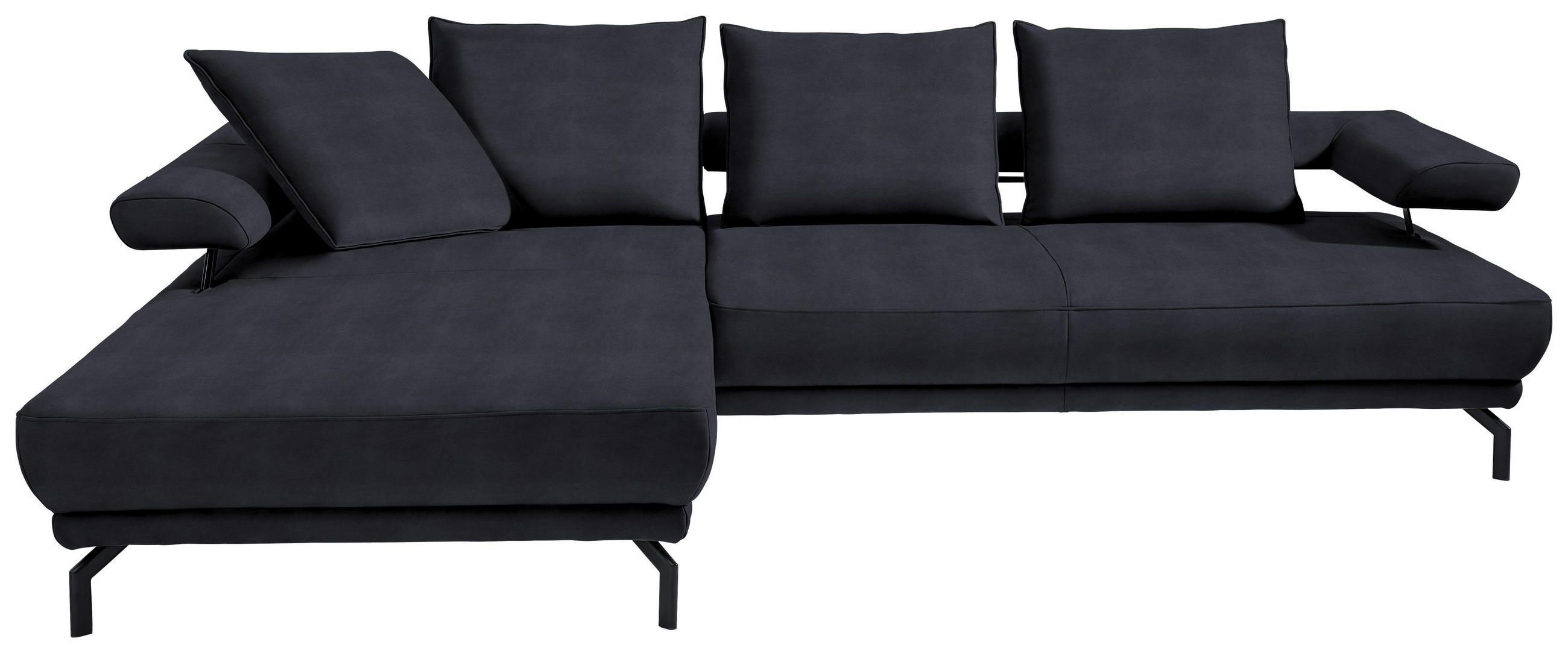 ECKSOFA in Mikrofaser Dunkelblau  - Schwarz/Dunkelblau, Design, Textil/Metall (224/305cm) - Dieter Knoll
