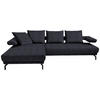 ECKSOFA in Mikrofaser Dunkelblau  224/305 cm  - Schwarz/Dunkelblau, Design, Textil/Metall (224/305cm) - Dieter Knoll