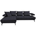 ECKSOFA in Mikrofaser Dunkelblau  - Schwarz/Dunkelblau, Design, Textil/Metall (224/305cm) - Dieter Knoll