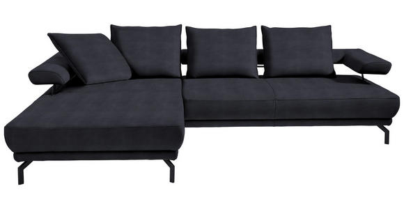 ECKSOFA in Mikrofaser Dunkelblau  - Schwarz/Dunkelblau, Design, Textil/Metall (224/305cm) - Dieter Knoll