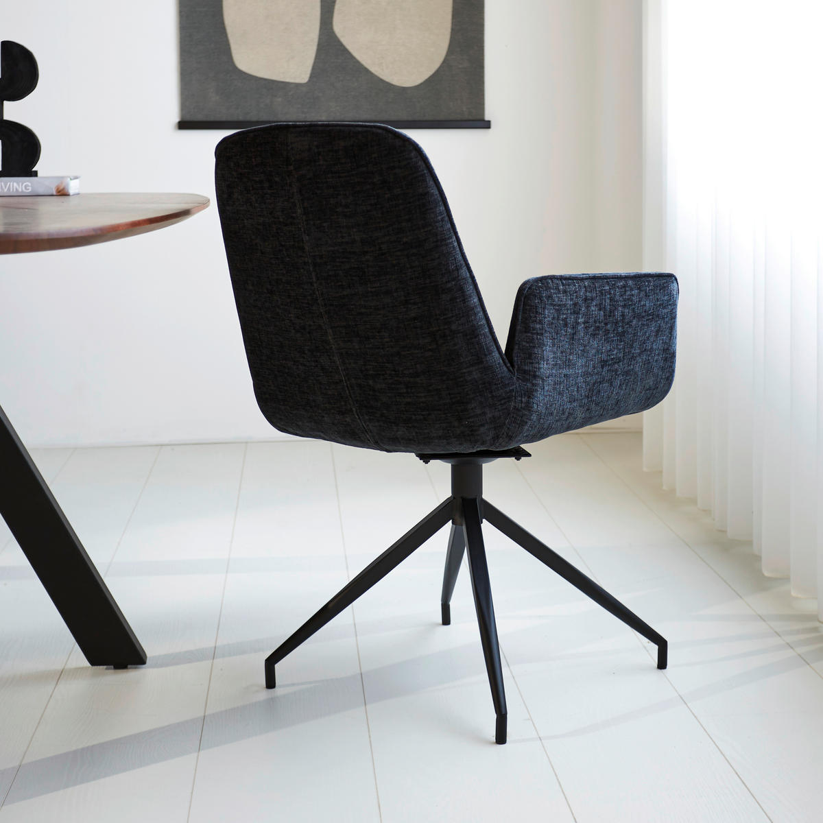 ŽIDLE S PODRUČKAMI, žinylka, černá - černá, Moderní, kov/textil (61/89/62cm) - MID.YOU