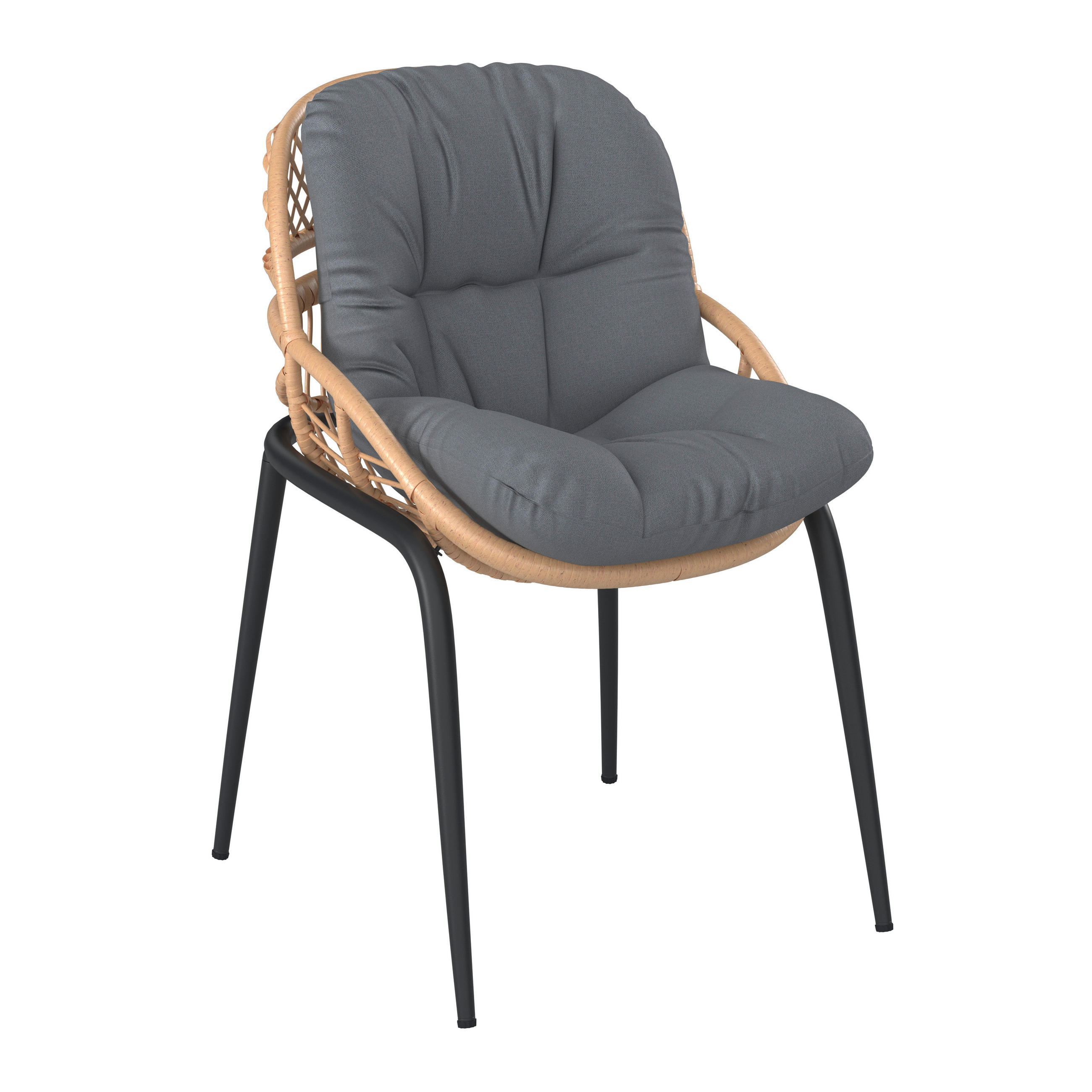 GARTENSESSEL Eisen Naturfarben, Schwarz, Dunkelgrau  - Dunkelgrau/Schwarz, Design, Kunststoff/Textil (65.5/86/70.5cm) - Ambia Garden