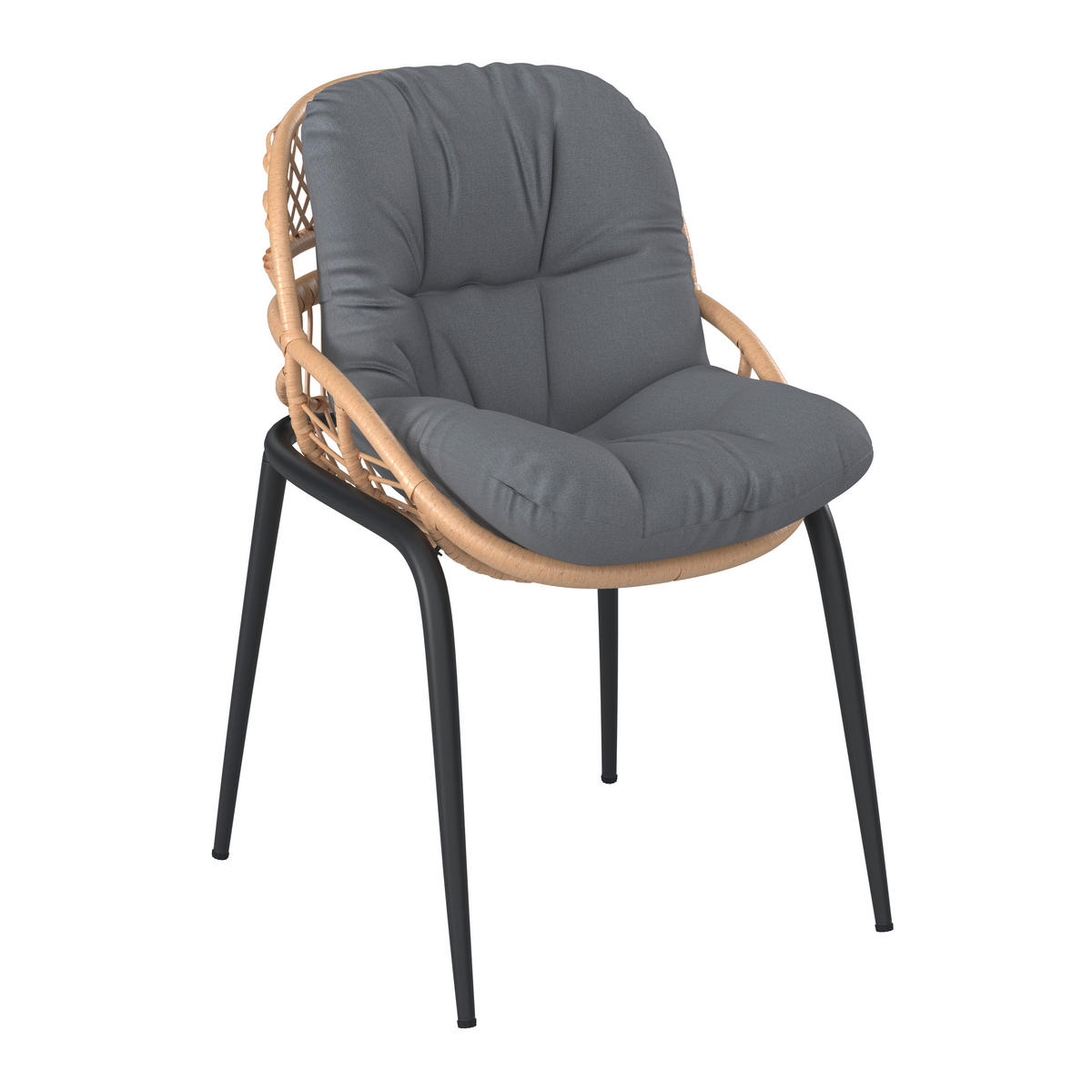 GARTENSESSEL Eisen Naturfarben, Schwarz, Dunkelgrau  - Dunkelgrau/Schwarz, Design, Kunststoff/Textil (65.5/86/70.5cm) - Ambia Garden