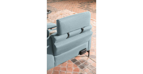 ECKSOFA in Flachgewebe, Struktur Hellblau  - Anthrazit/Hellblau, Design, Textil/Metall (254/230cm) - Ambiente